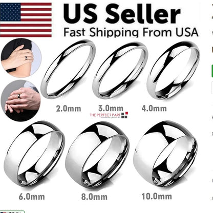 Tungsten Carbide Silver Ring  Polished Plain Wedding Band