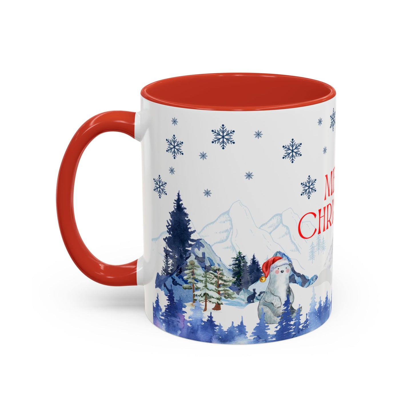 Merry Christmas Reindeer Snowman Accent Coffee Mug, 11oz