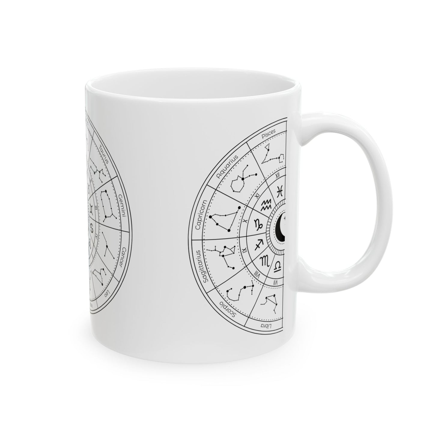 Zodiac Astrology Circle Ceramic Mug, Astrological Constellation Wheel, Zodiac Horoscope Signs Ceramic Mug, 11oz