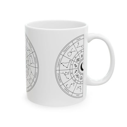 Zodiac Astrology Circle Ceramic Mug, Astrological Constellation Wheel, Zodiac Horoscope Signs Ceramic Mug, 11oz