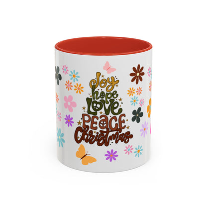 Joy Hope Love Peace Christmas Accent Coffee Mug, 11oz
