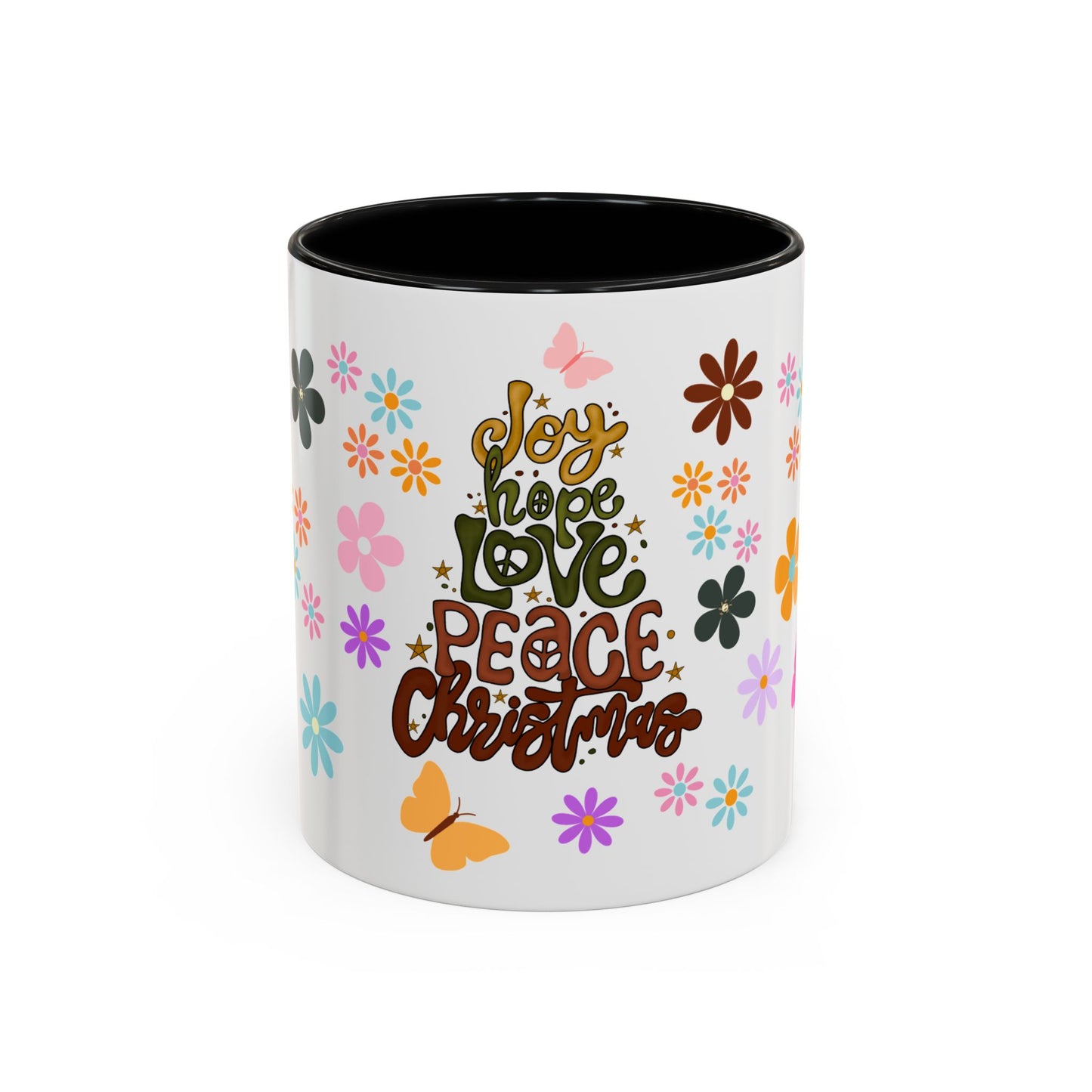 Joy Hope Love Peace Christmas Accent Coffee Mug, 11oz