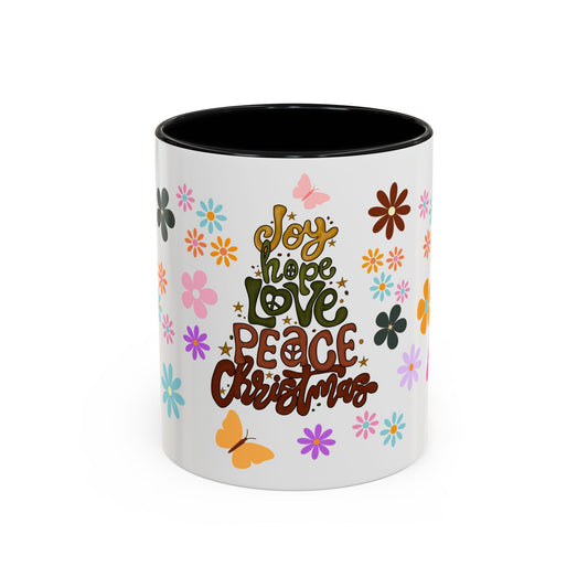 Joy Hope Love Peace Christmas Accent Coffee Mug, 11oz