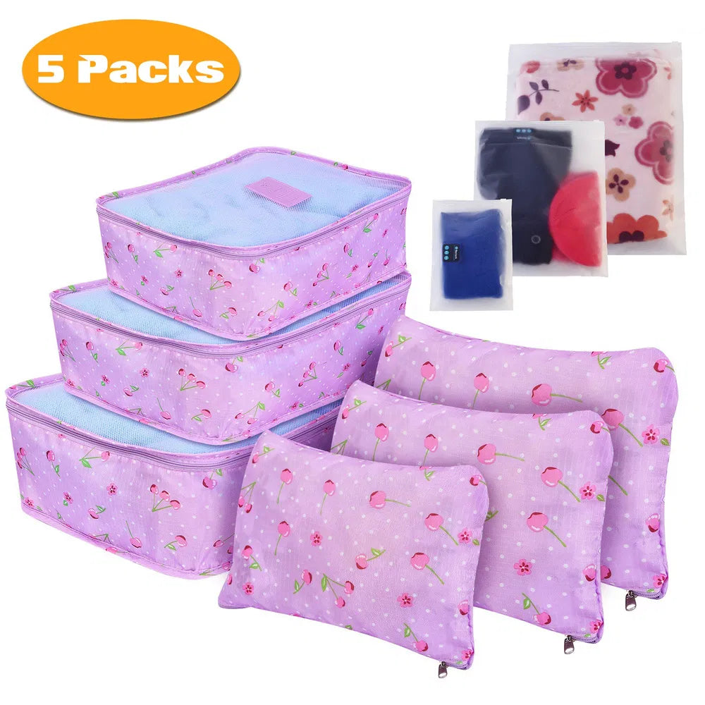 9 Pcs Mix Set Travel Organizer Packing Cubes Storage Bags Water-Resistant