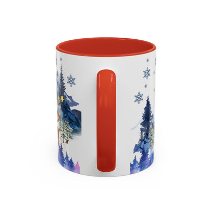 Merry Christmas Reindeer Snowman Accent Coffee Mug, 11oz