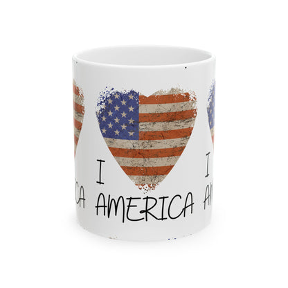 I Love America Coffee Ceramic Mug, 11oz, I Love America Ceramic Coffee Mug, 11oz