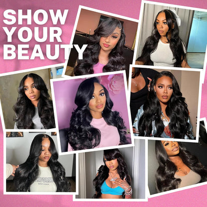 Human Hair Bundle Extensions Body Wave Natural Color