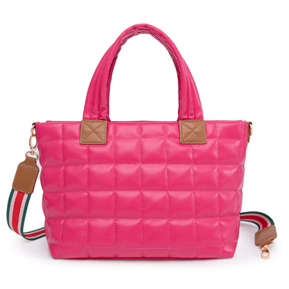 Padded Tote Handbag with Zipper, Lightweight Crossbody Hobo With Strap -Rose