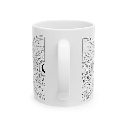 Zodiac Astrology Circle Ceramic Mug, Astrological Constellation Wheel, Zodiac Horoscope Signs Ceramic Mug, 11oz