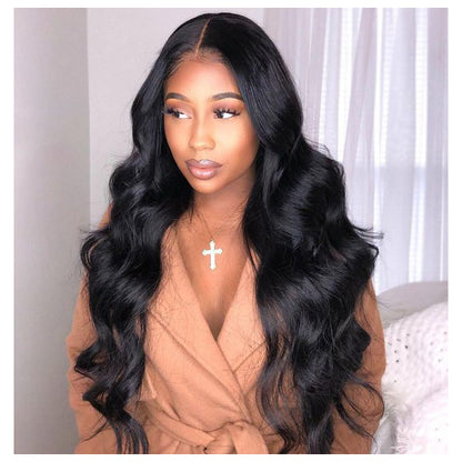 13x5 Lace Front Body Wave Middle Part Human Hair Wig Natural Color 180 Density