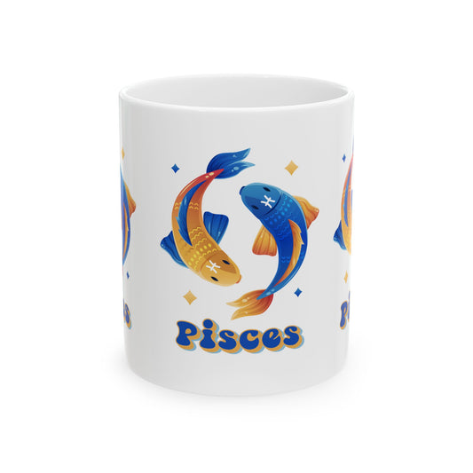 Pisces Zodiac Sign Ceramic Mug, Pisces Zodiac Sign Coffee Mug, Zodiac Horoscope Signs Ceramic Mug, 11oz