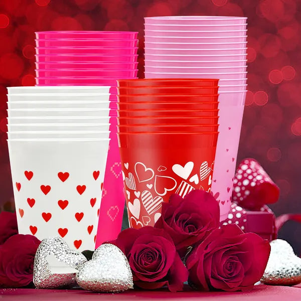 12 Pcs Multi Colors Valentine's Day Plastic Cups