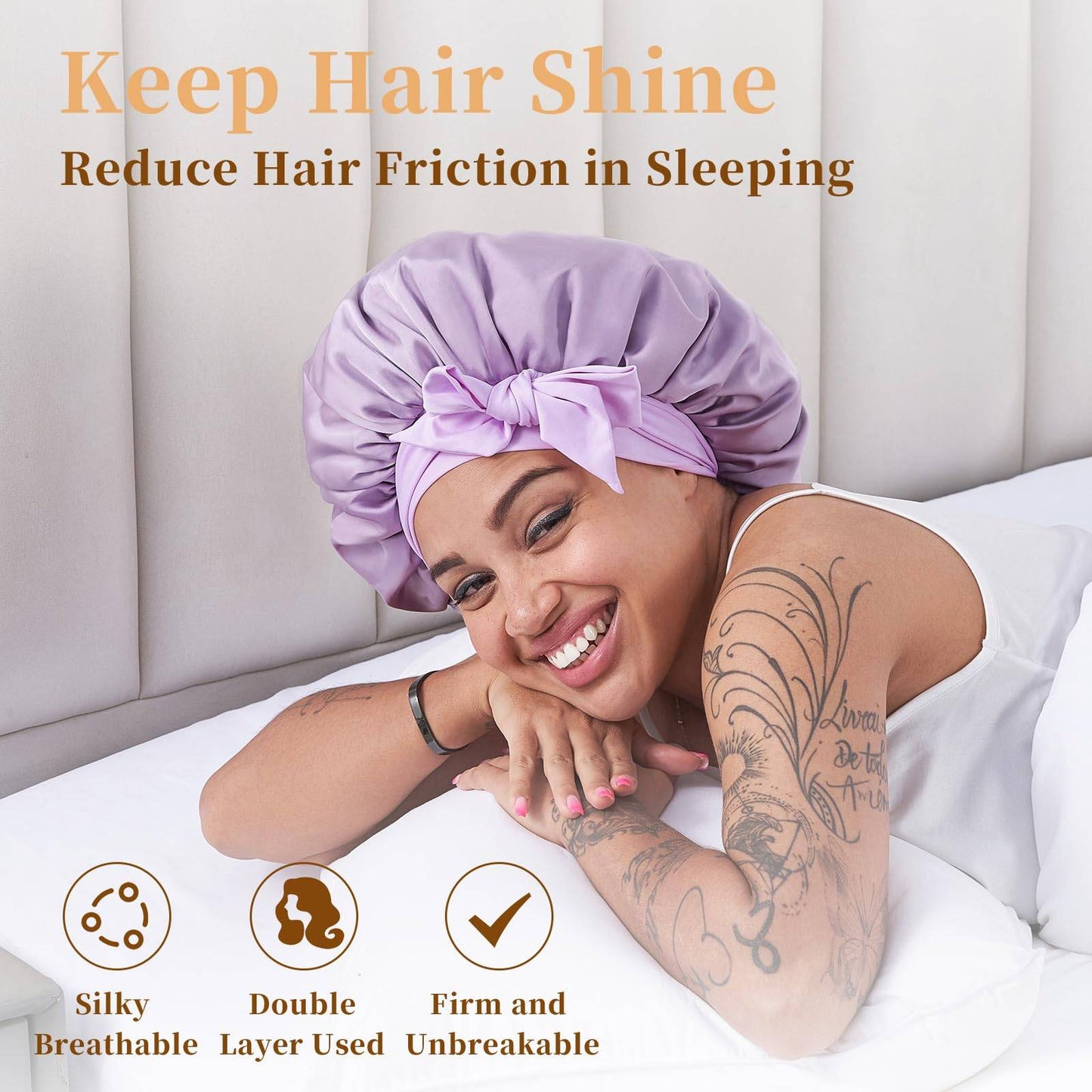 Silk Bonnet, Satin Hair Bonnet For Sleeping For Wavy Curly Natural Hair