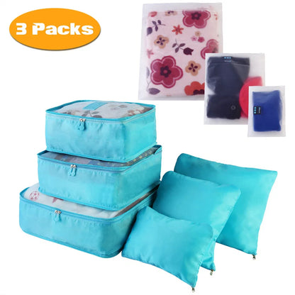 9 Pcs Mix Set Travel Organizer Packing Cubes Storage Bags Water-Resistant