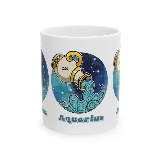 Aquarius Zodiac Sign Ceramic Mug,  Aquarius Zodiac Sign Coffee Mug, Zodiac Horoscope Signs Ceramic Mug, 11oz