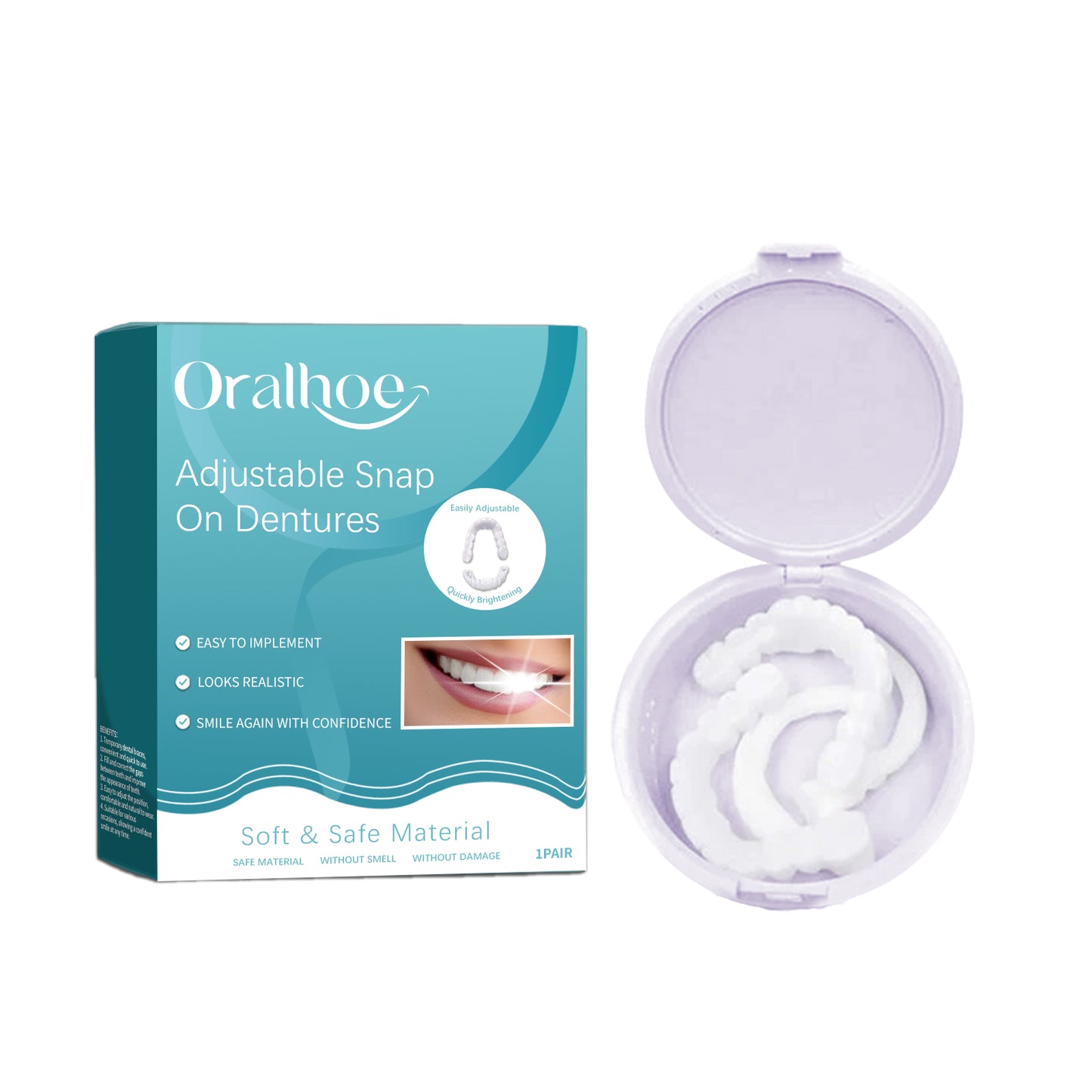 Oralhoe Adjustable Snap Dentures Comfortable Natural Temporary Fillings Gap Kit