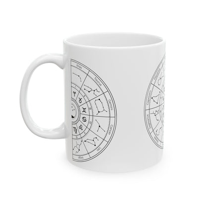 Zodiac Astrology Circle Ceramic Mug, Astrological Constellation Wheel, Zodiac Horoscope Signs Ceramic Mug, 11oz