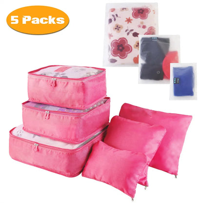 9 Pcs Mix Set Travel Organizer Packing Cubes Storage Bags Water-Resistant