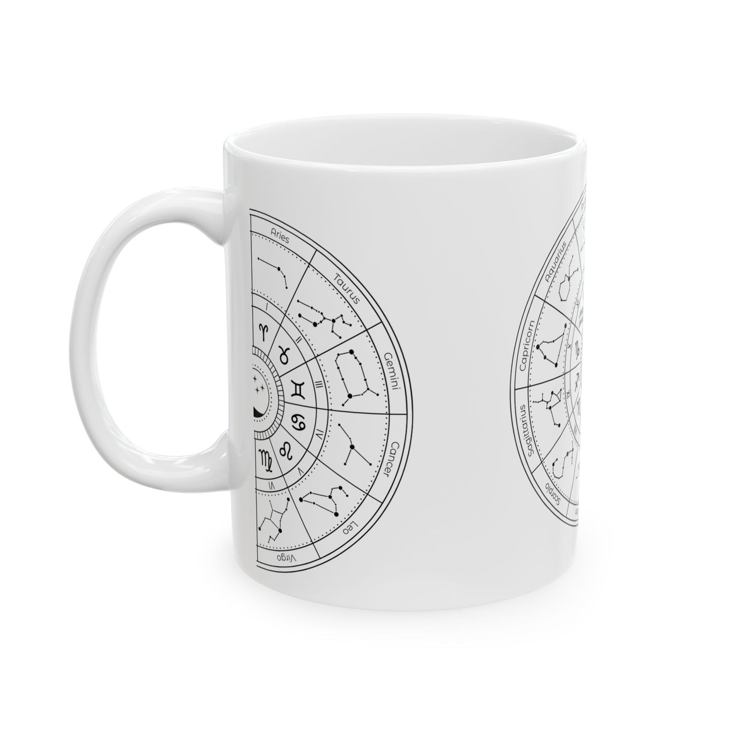 Zodiac Astrology Circle Ceramic Mug, Astrological Constellation Wheel, Zodiac Horoscope Signs Ceramic Mug, 11oz