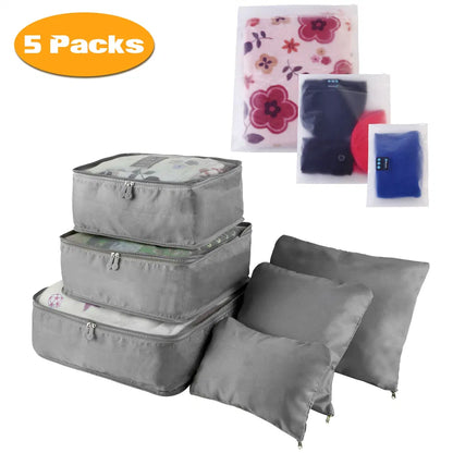 9 Pcs Mix Set Travel Organizer Packing Cubes Storage Bags Water-Resistant