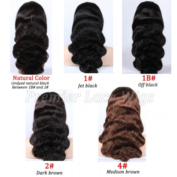13x5 Lace Front Body Wave Middle Part Human Hair Wig Natural Color 180 Density