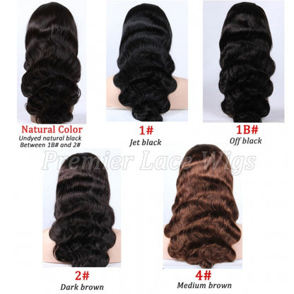 13x5 Lace Front Body Wave Middle Part Human Hair Wig Natural Color 180 Density