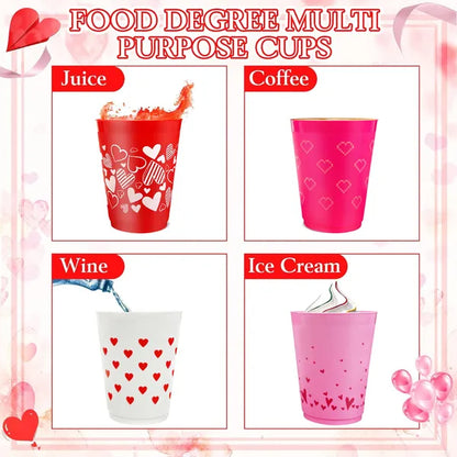 12 Pcs Multi Colors Valentine's Day Plastic Cups
