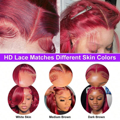 99J Burgundy Lace Front Wigs Human Hair Straight Wigs For Women